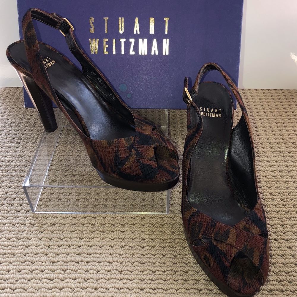 Stuart Weitzman Sling Back Peep Toe Pump 8.5M